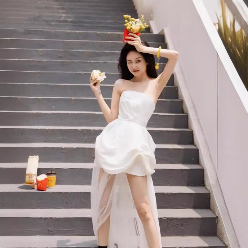 Photography Of Lighting - French White Strapless Morning Gown, Light