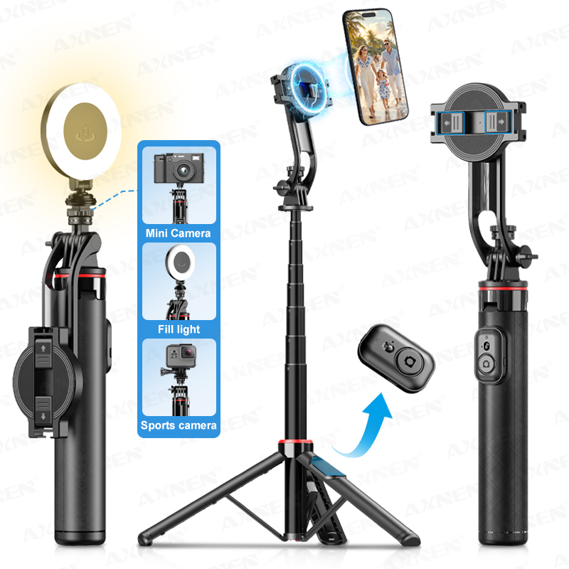 Photography Lighting With Umbrella - AXNEN C20 Magnetic Selfie Stick Tripod