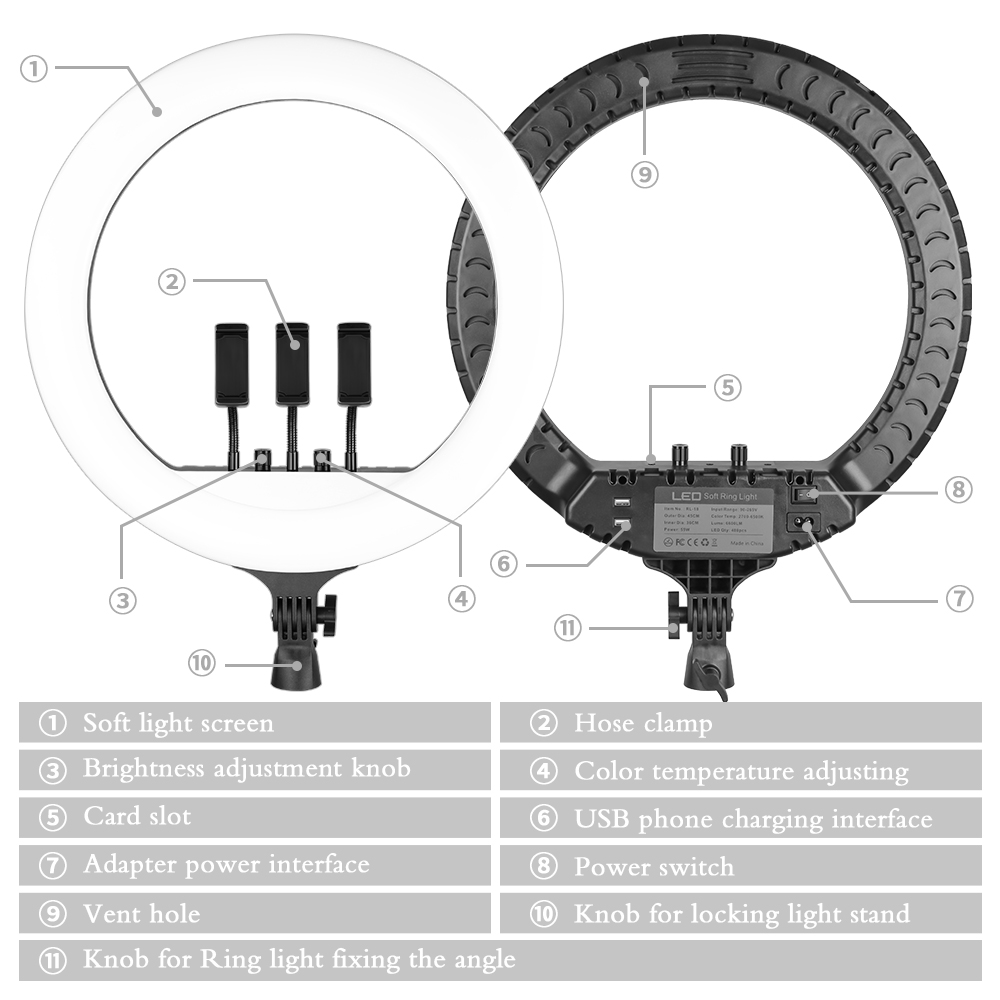 SH 18 Inch Knob Ring Light LED - Photography Lighting With Umbrella ulasan dan harga