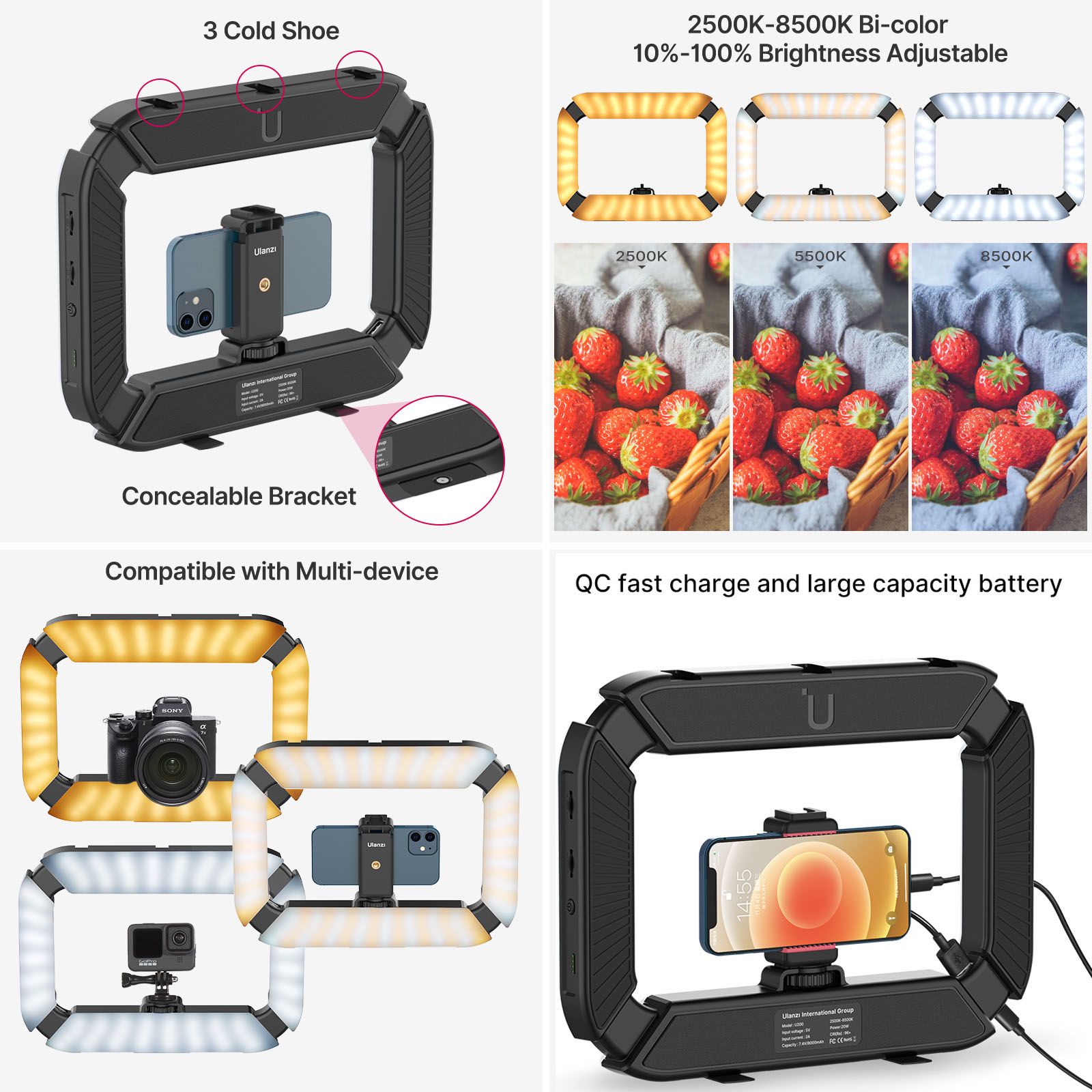 Ulanzi U200 U-200 Smartphone V - Iris Photography Led Lighting Pack ulasan dan harga