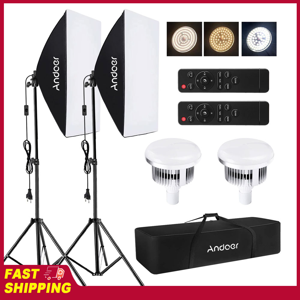 Andoer Softbox Lighting Set St - Iris Photography Led Lighting Pack ulasan dan harga