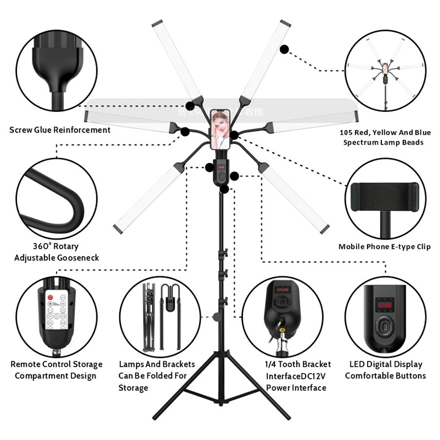 Dual Head / Quad Head / Hex He - Photography Lighting No Shadows ulasan dan harga