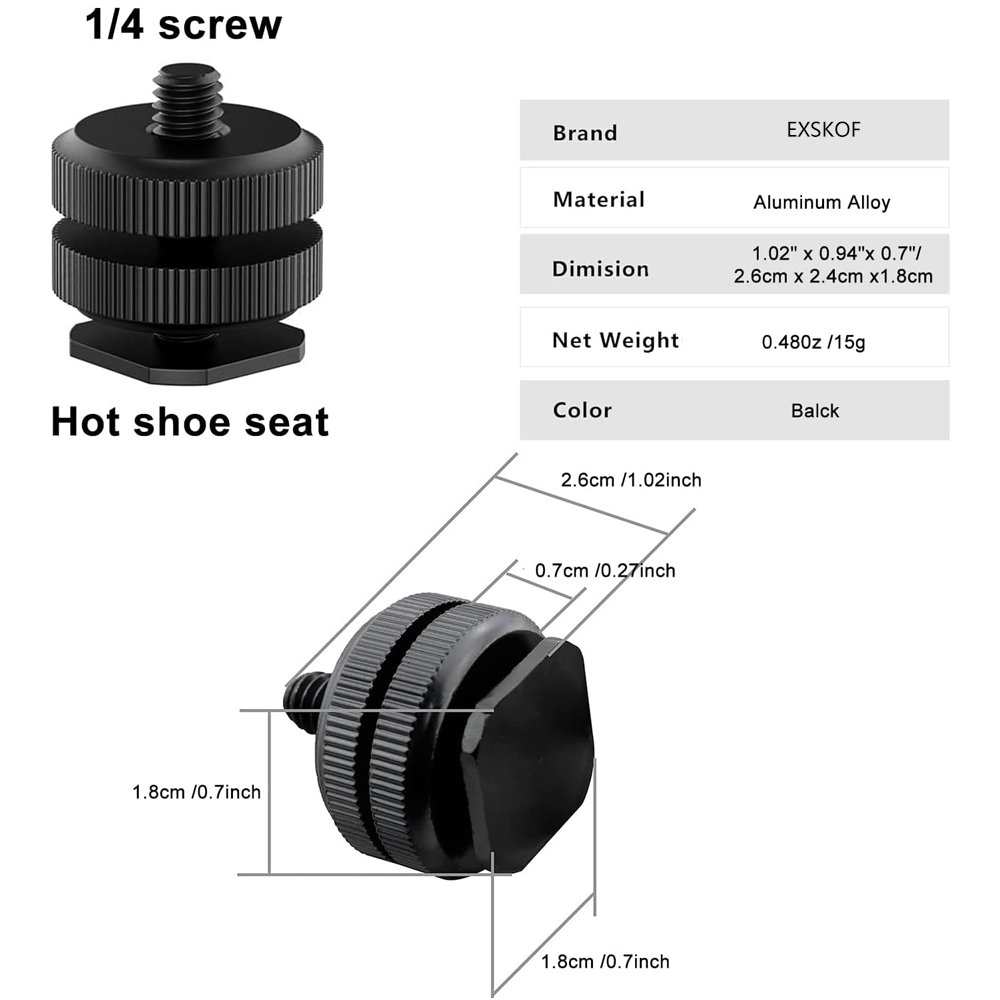 Aluminum Alloy Hot Shoe to 1/4 - Iris Photography Led Lighting Pack ulasan dan harga